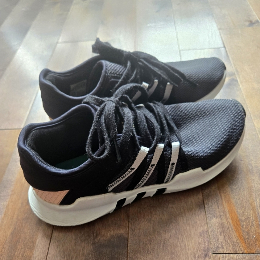 Adidas Dark Gray, Black, White And Nude Sneakers, Size 7.5 US Woman